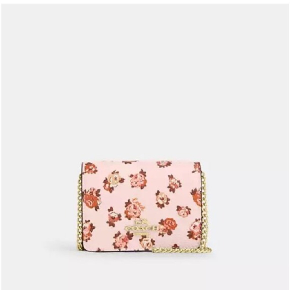 COACH Mini Wallet on a Chain with Rosette Print / NWT